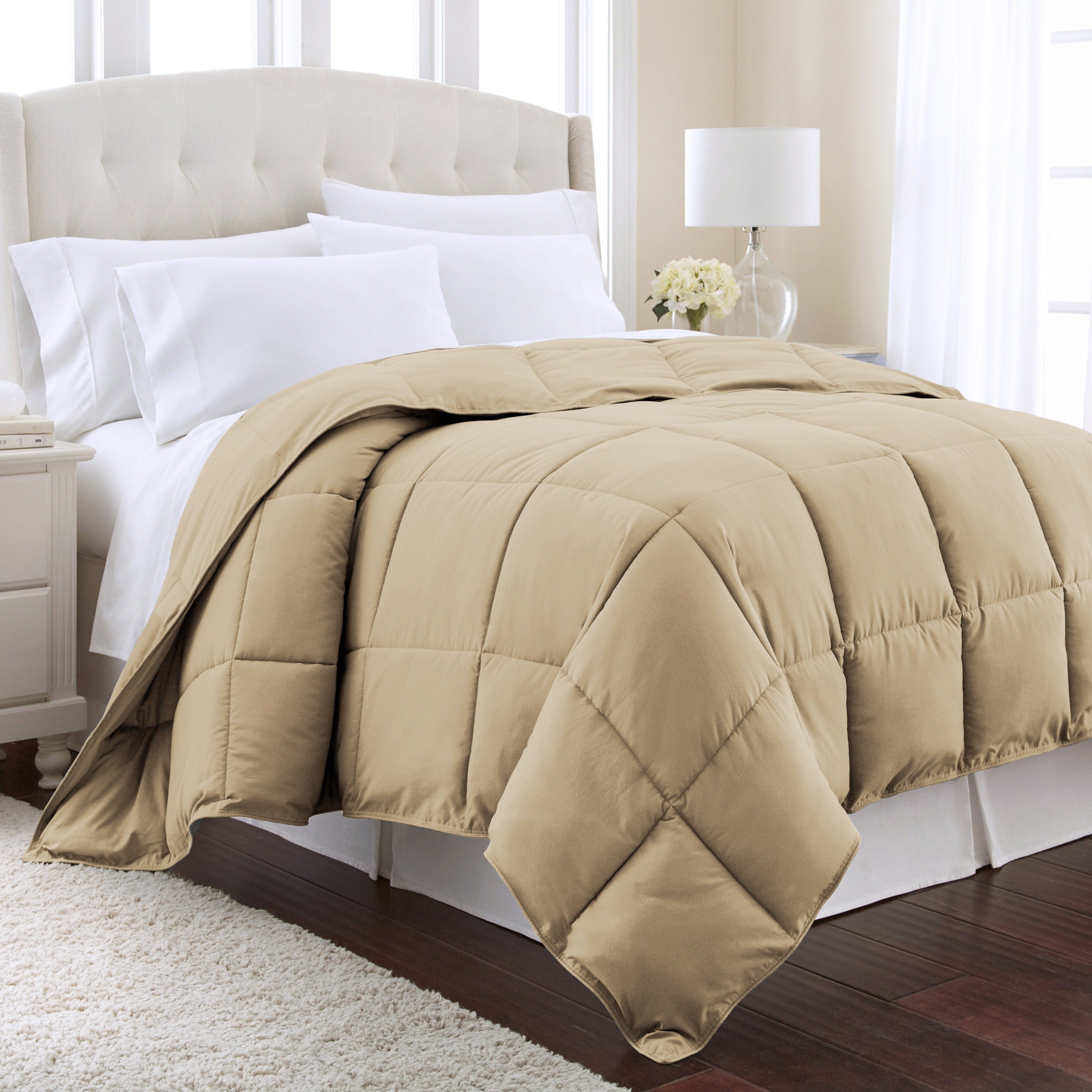 Side View of Vilano Down Alternative Comforter in taupe#color_vilano-taupe