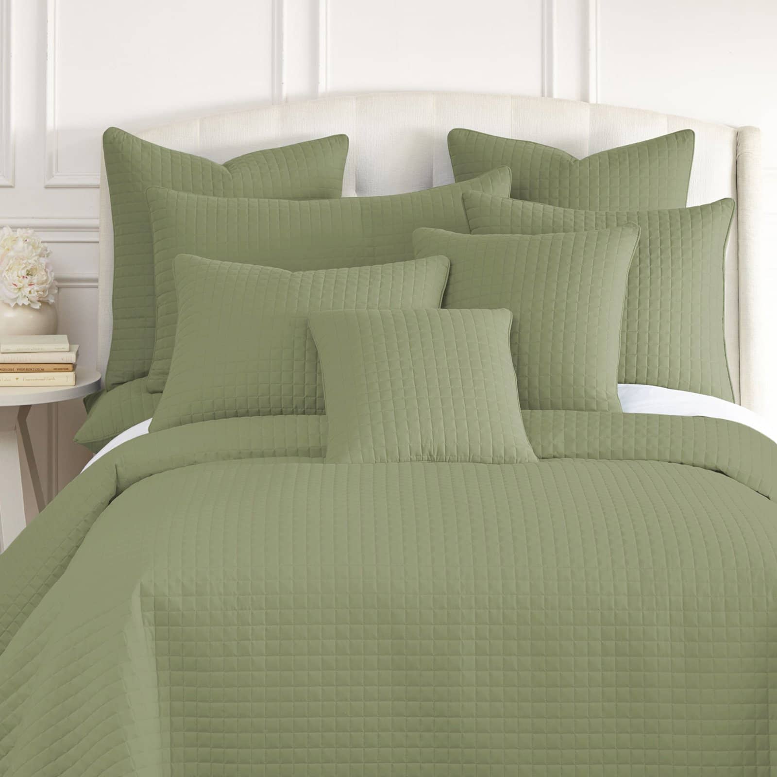 Vilano Quilted Shams in Sage Green#color_vilano-sage-green