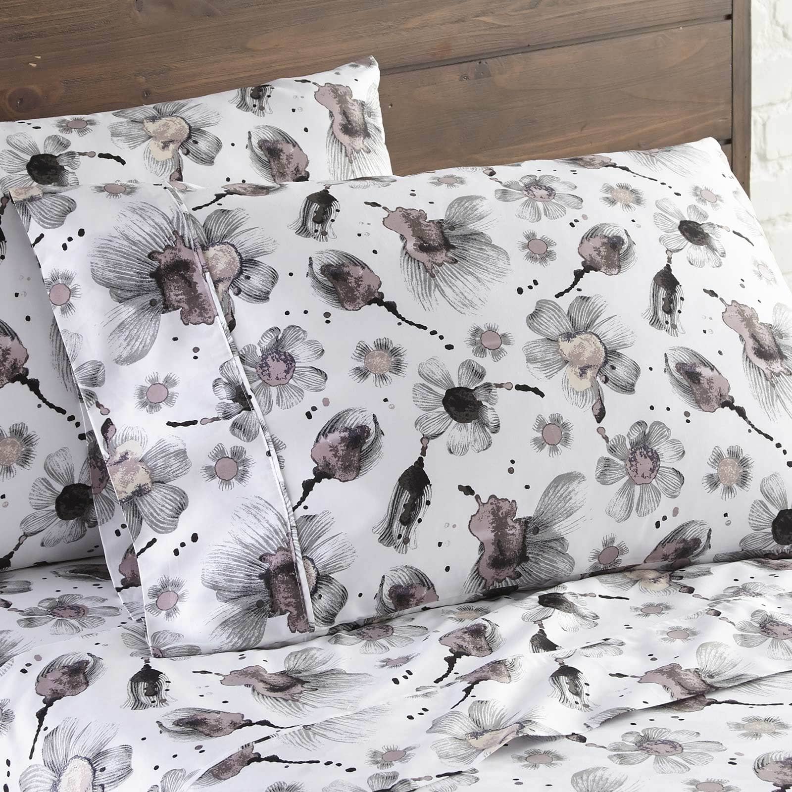 Close Up View of Grand Symphony Pillow Case in Grey#color_grand-symphony-grey