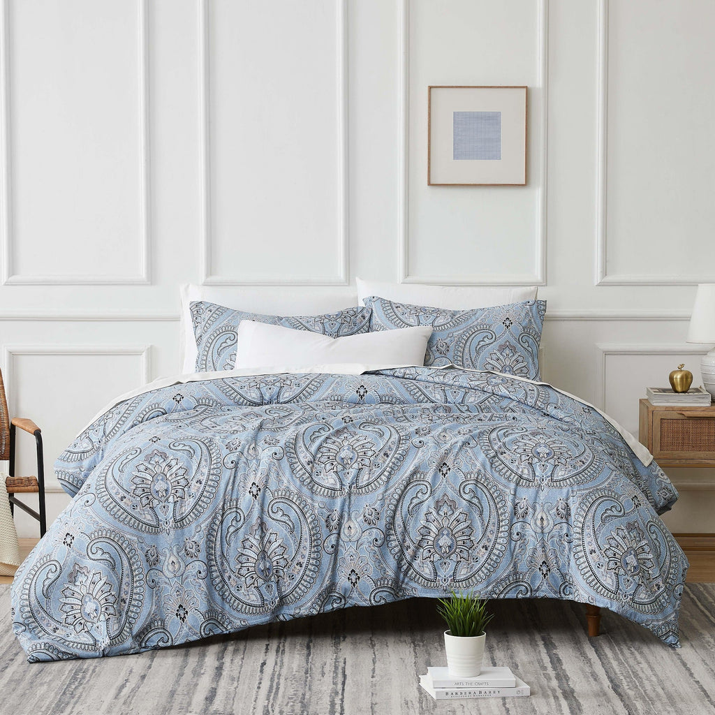 Front View of Pure Melody Duvet Cover Set in Aqua#color_pure-melody-aqua