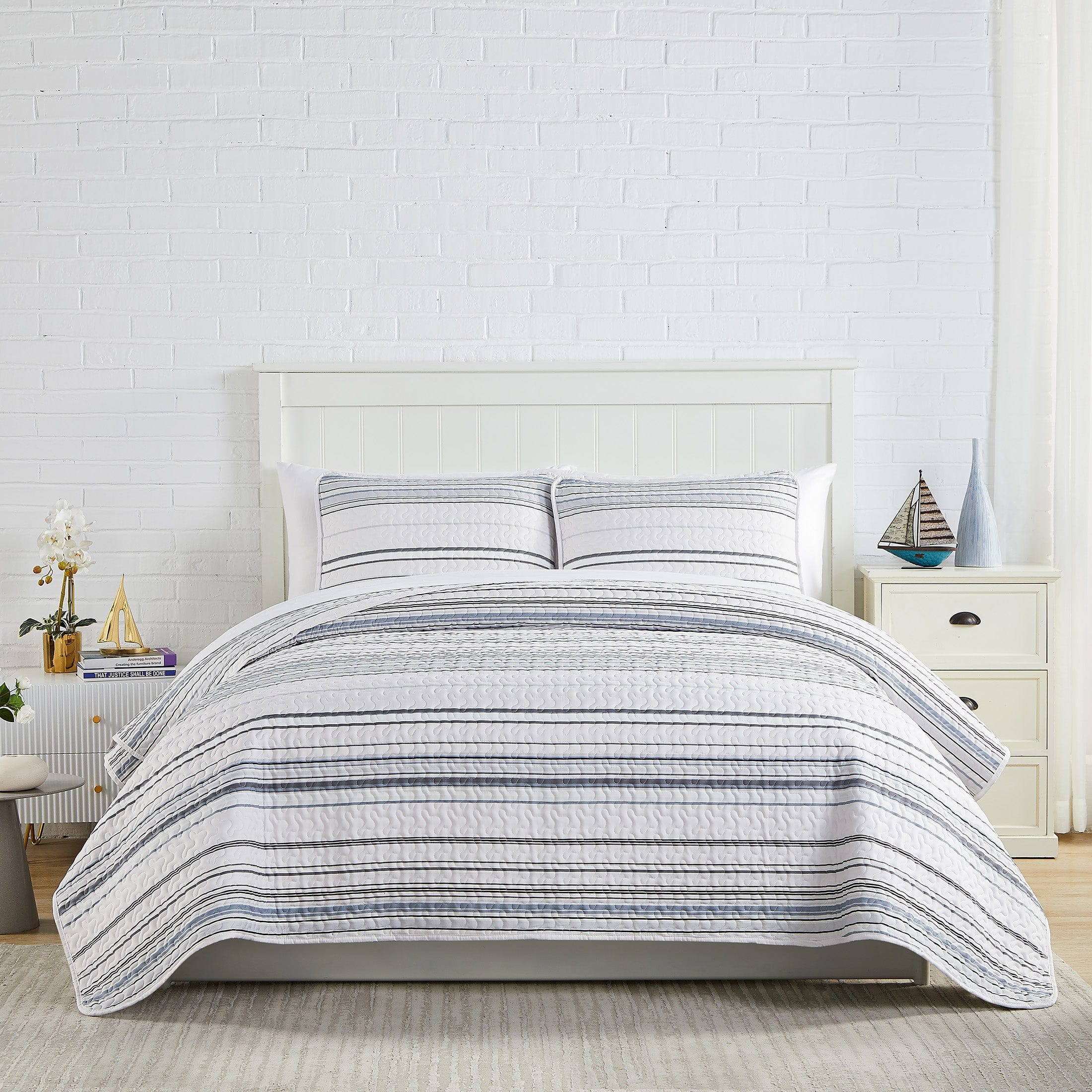 Coastal Stripes Quilted Sham Covers