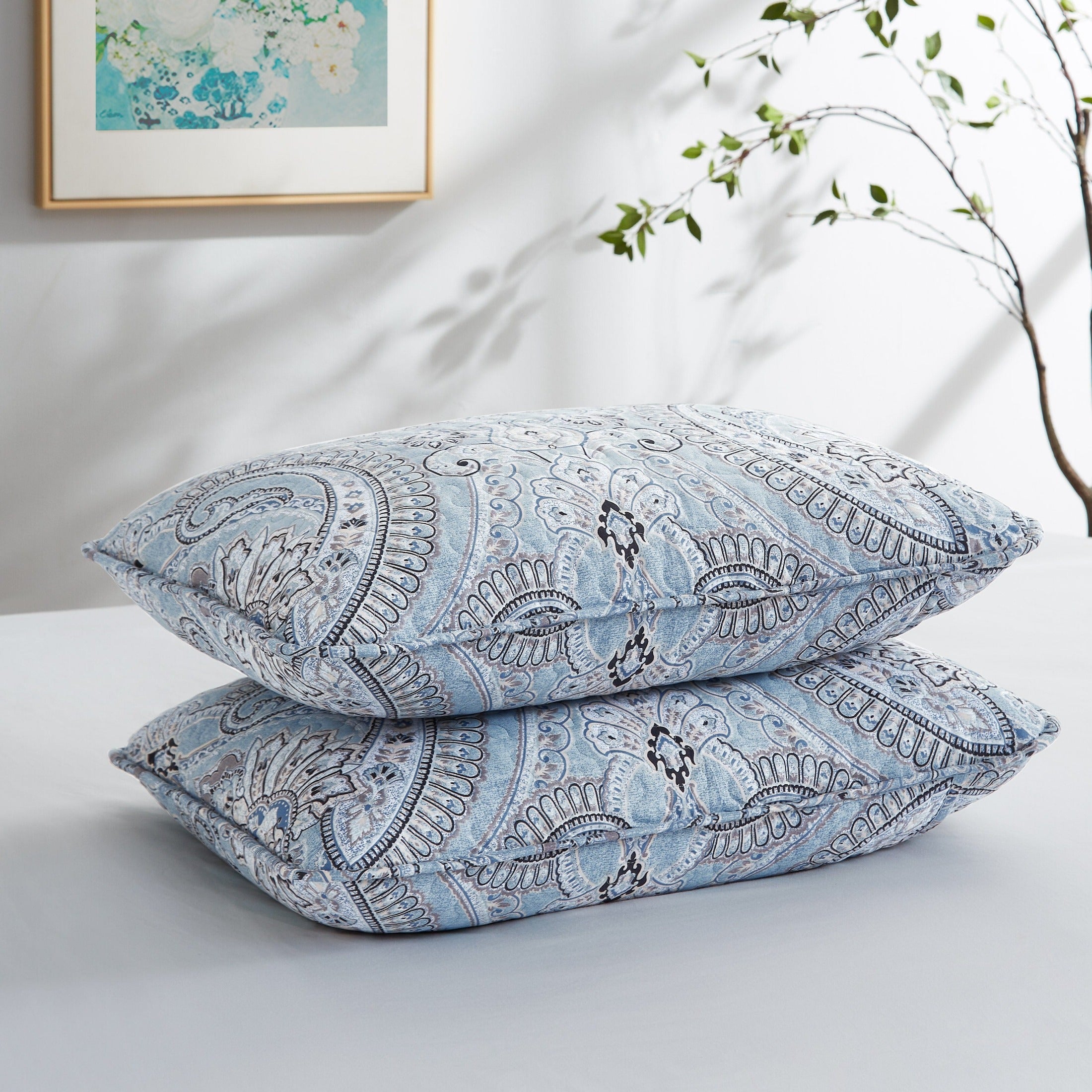 Two Pillows of Pure Melody in Aqua Stack Together#color_pure-melody-aqua