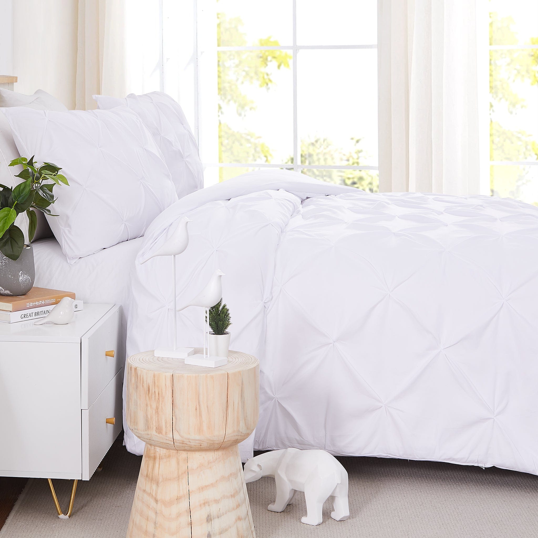 Pintuck Pinch Pleated Duvet Cover Set