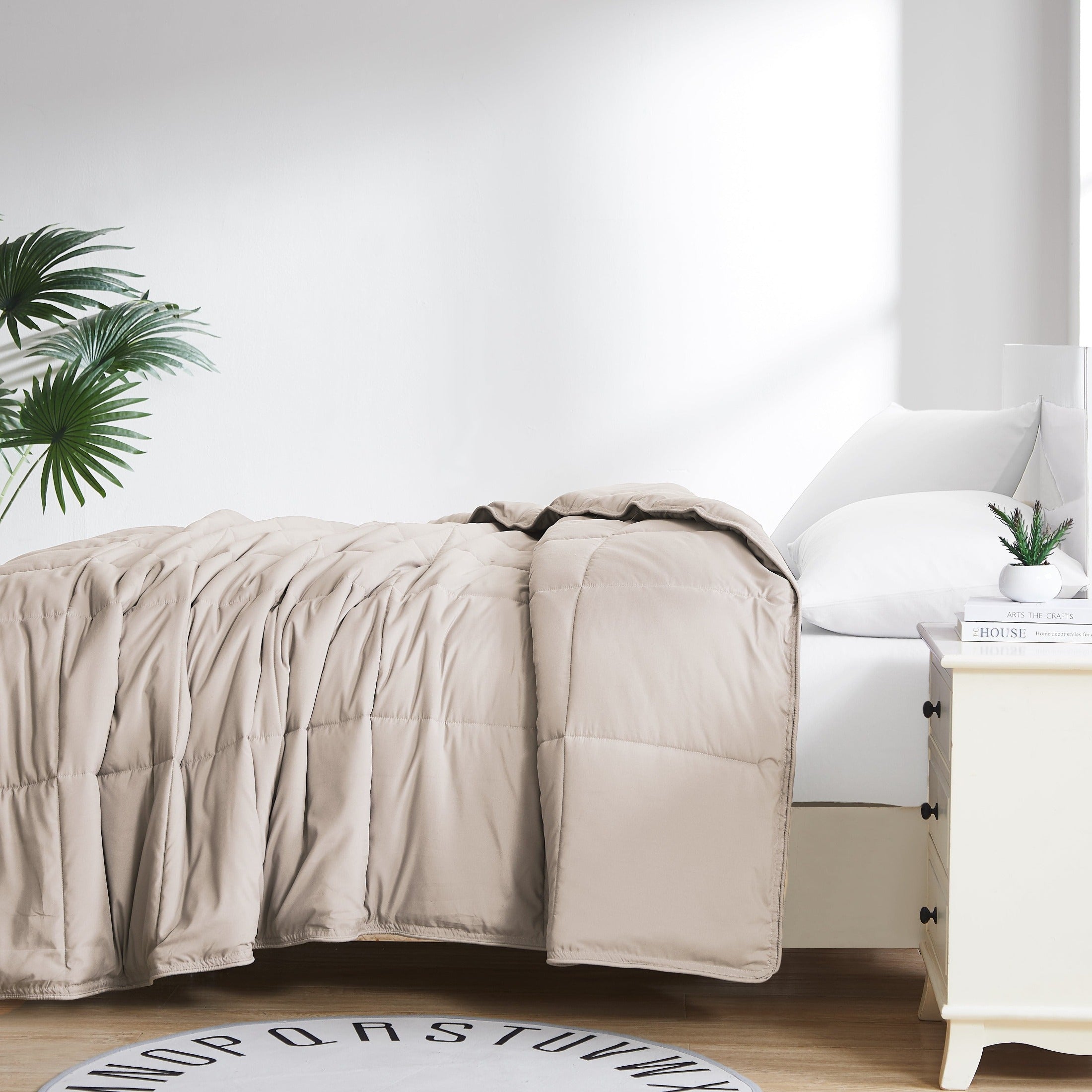 Side View of Vilano Down Alternative Comforter in Bone#color_vilano-bone