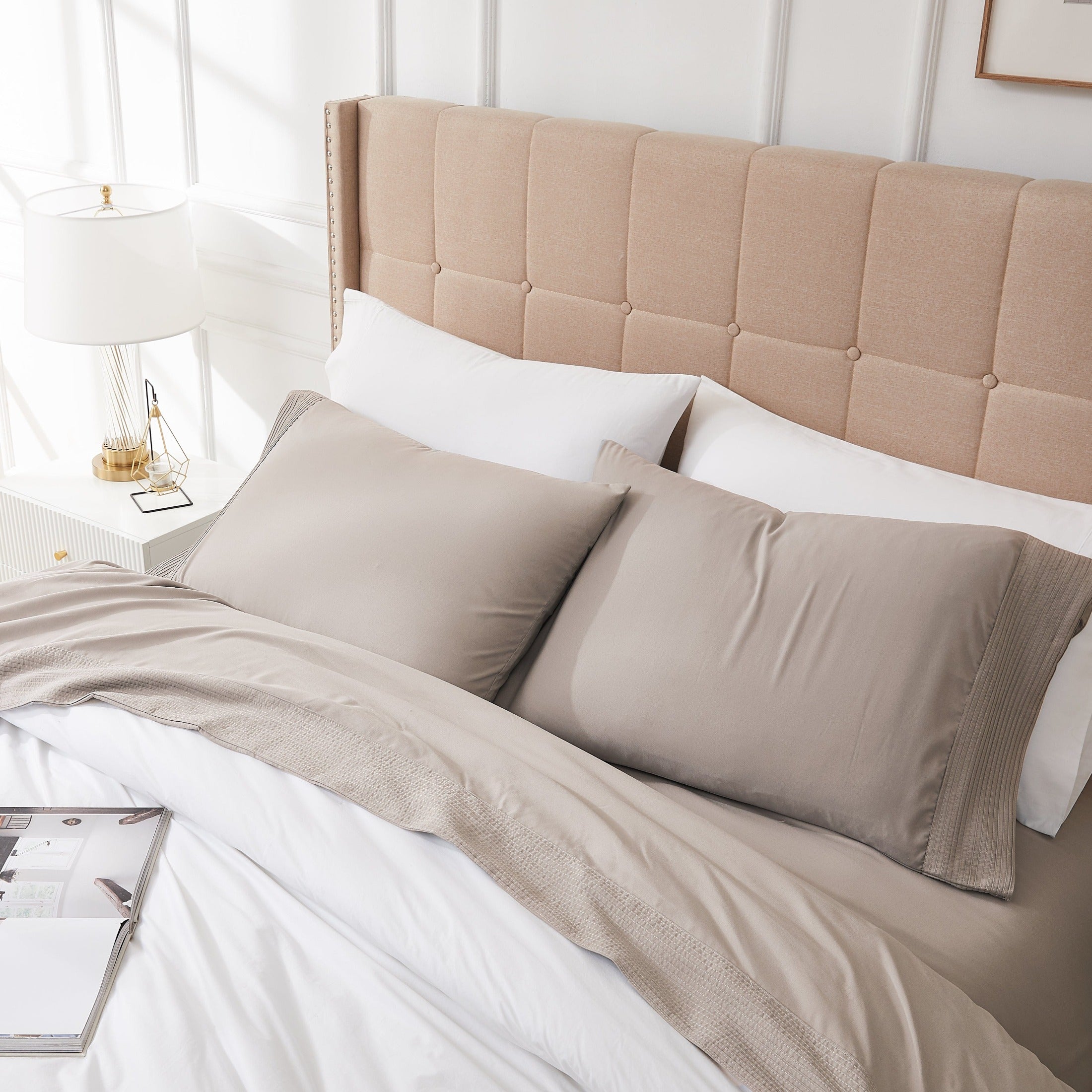 Vilano Extra Deep Pocket Pleated Sheet Set in Earth Tones