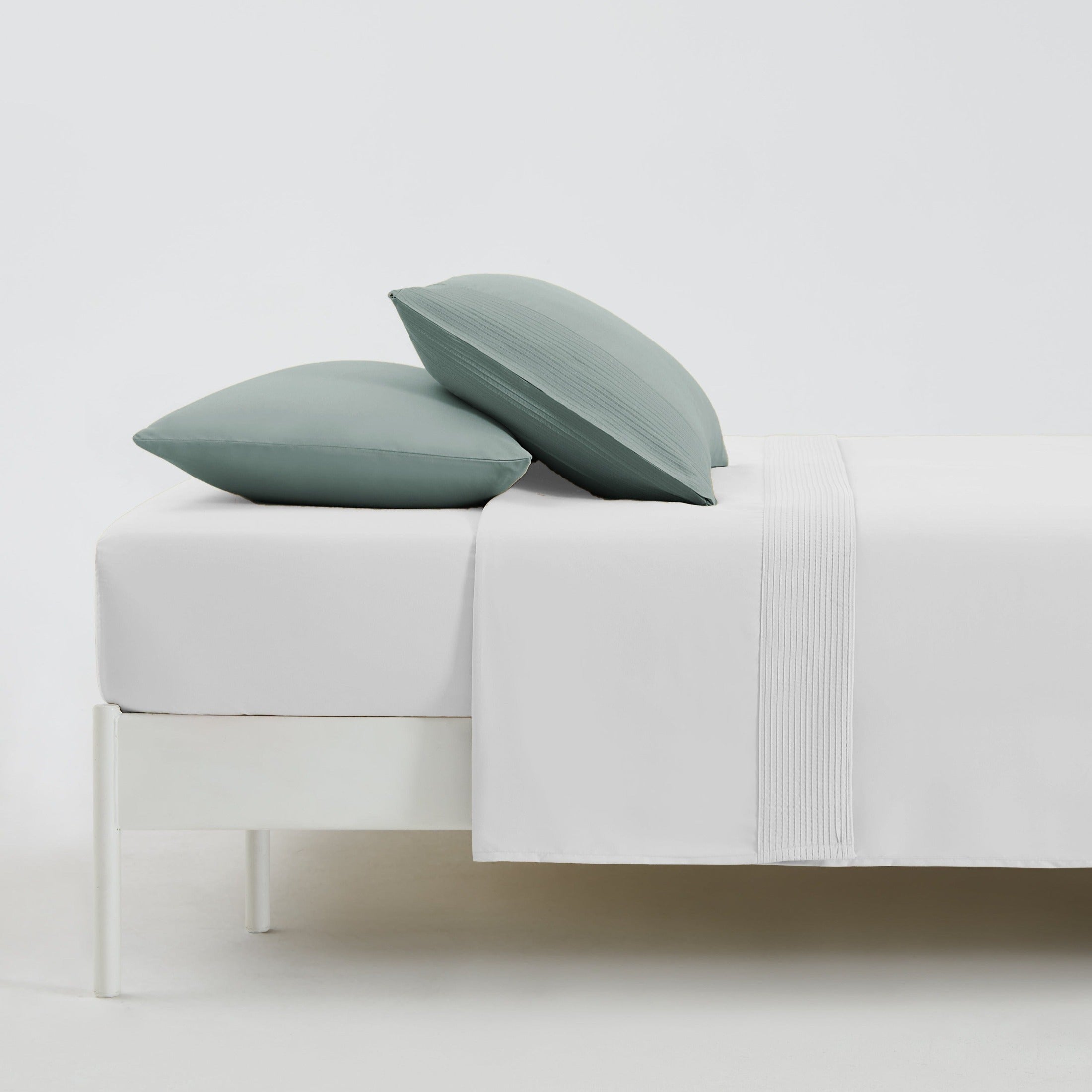 Side View of Vilano Pleated Pillow Cases in Steel Blue#color_vilano-steel-blue