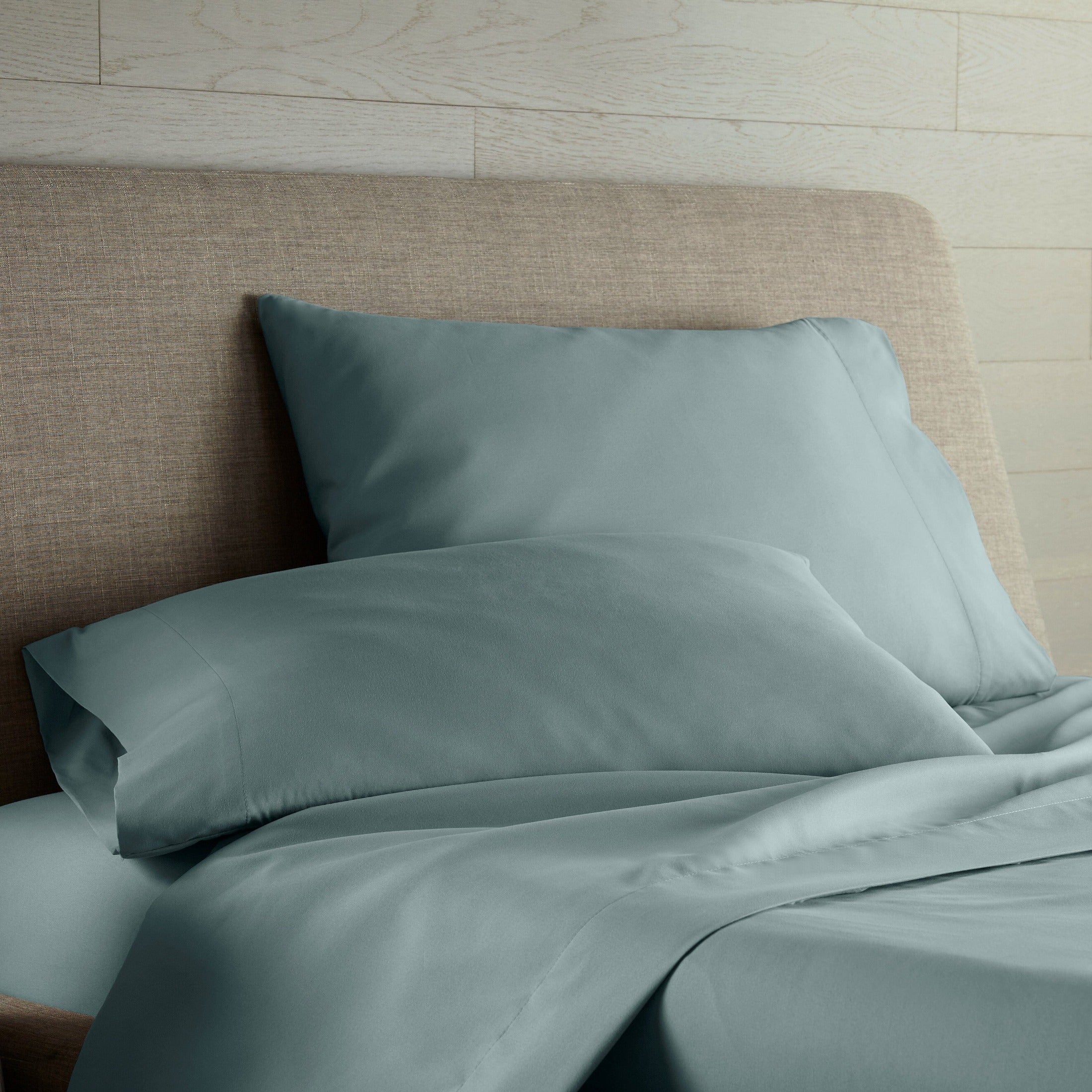 Side View of Winter Brush Pillow Cases in Teal#color_winter-brush-teal